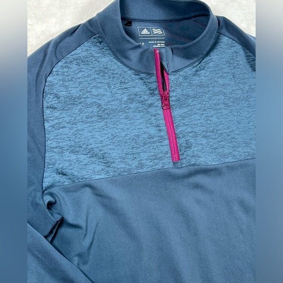 Adidas Medium ClimaWarm Pullover Quarter Zip 1/4 Zip Navy Heather Sweater Golf - Picture 4 of 8